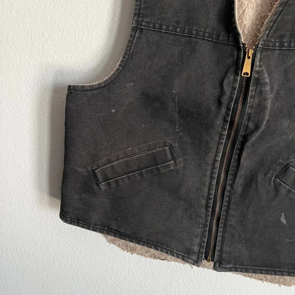 Carhartt faded black sherpa work wear vest
